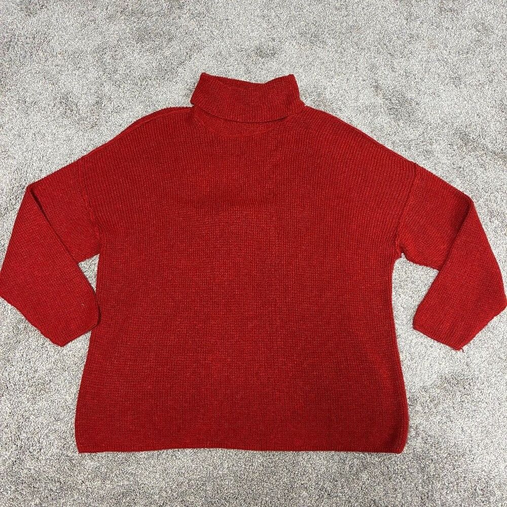 FP Beach Free People Open Back Turtleneck Sweater Womens Size M Orange Pullover